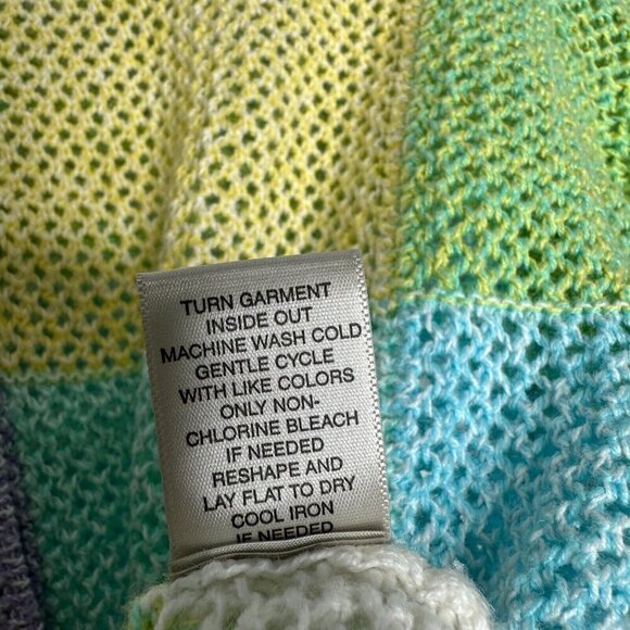 Open Knit Cardigan Sweater Size PL Coastal Grandma Squares - Picture 8 of 10